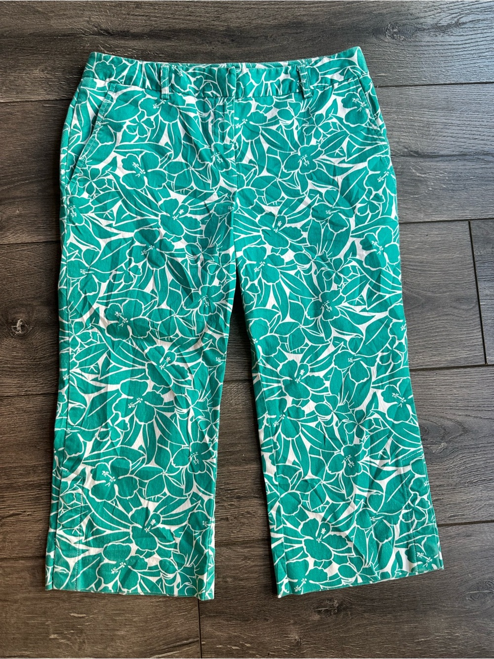 Ann Taylor Women’s Teal and White Floral Bottoms